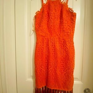 Orange open back stylish dress